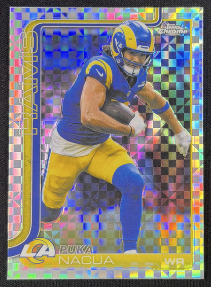 Puka Nacua 2025 Topps Chrome X-Fractor Rams