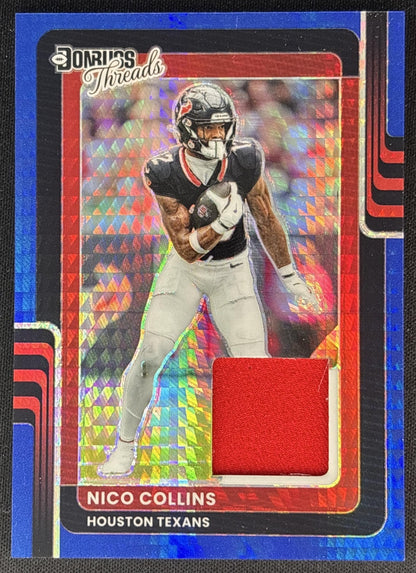 Nico Collins 2025 Panini Donruss Optic Threads Blue Hyper Prizm