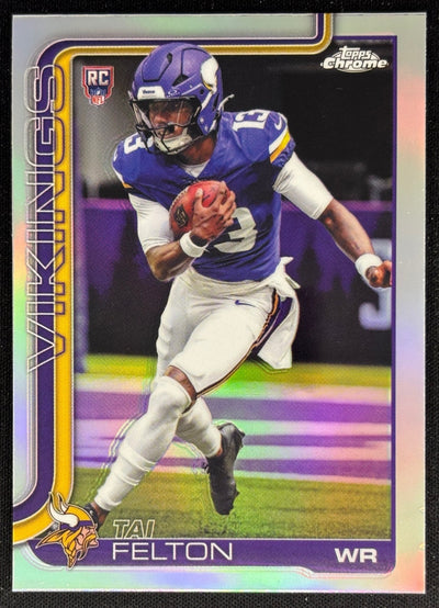 Tai Felton 2025 Chrome Rookie Refractor Vikings Sports Trading Cards