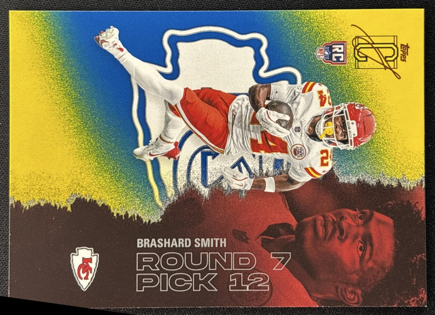 Brashard Smith 2025 Topps Signature Class Rookie Blue & Yellow Foil Chiefs front