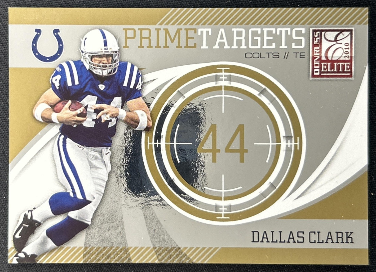 Dallas Clark 2010 Panini Donruss Elite Prime Targets Gold /999 Colts
