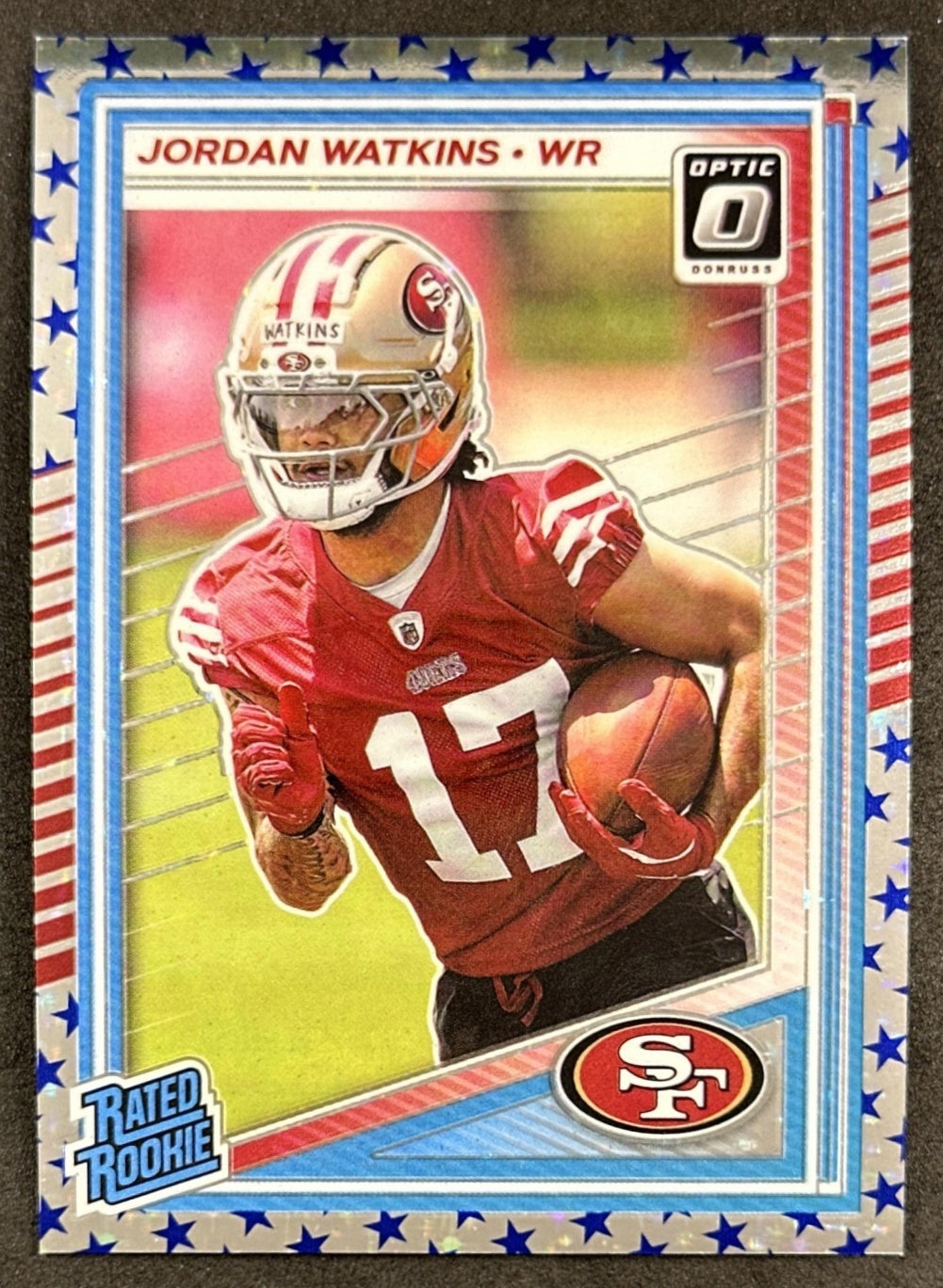 Jordan Watkins 2025 Panini Donruss Optic Rated Rookie Stars Prizm 49ers Default Title Sports Trading Card