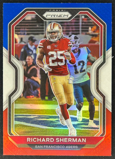 Richard Sherman 2020 Panini Prizm Red White and Blue 49ers Sports Trading Cards