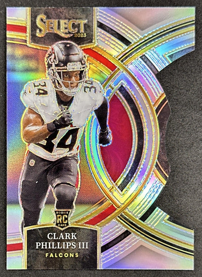 Clark Phillips III 2023 Panini Select Silver Prizms Die Cut Falcons Sports Trading Cards