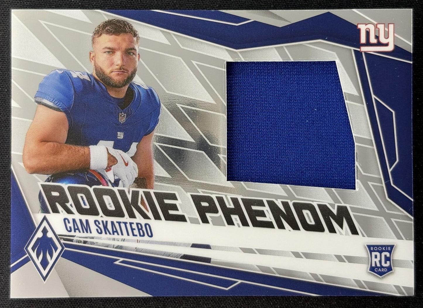 Cam Skattebo 2025 Panini Phoenix Rookie Phenom Jersey /699 Giants front