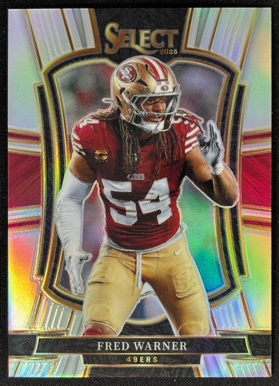 Fred Warner 2025 Select Premier Level Silver Prizm 49ers Sports Trading Card
