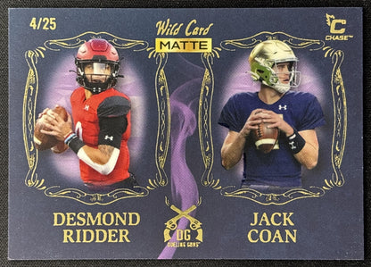 Desmond Ridder Jack Coan 2022 Wild Card Matte Dueling Guns Black/Platinum /25 front