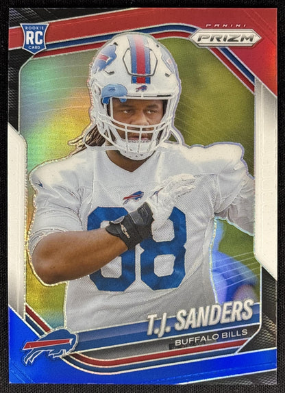 T.J. Sanders 2025 Panini Prizm Red White Blue Bills Sports Trading Cards