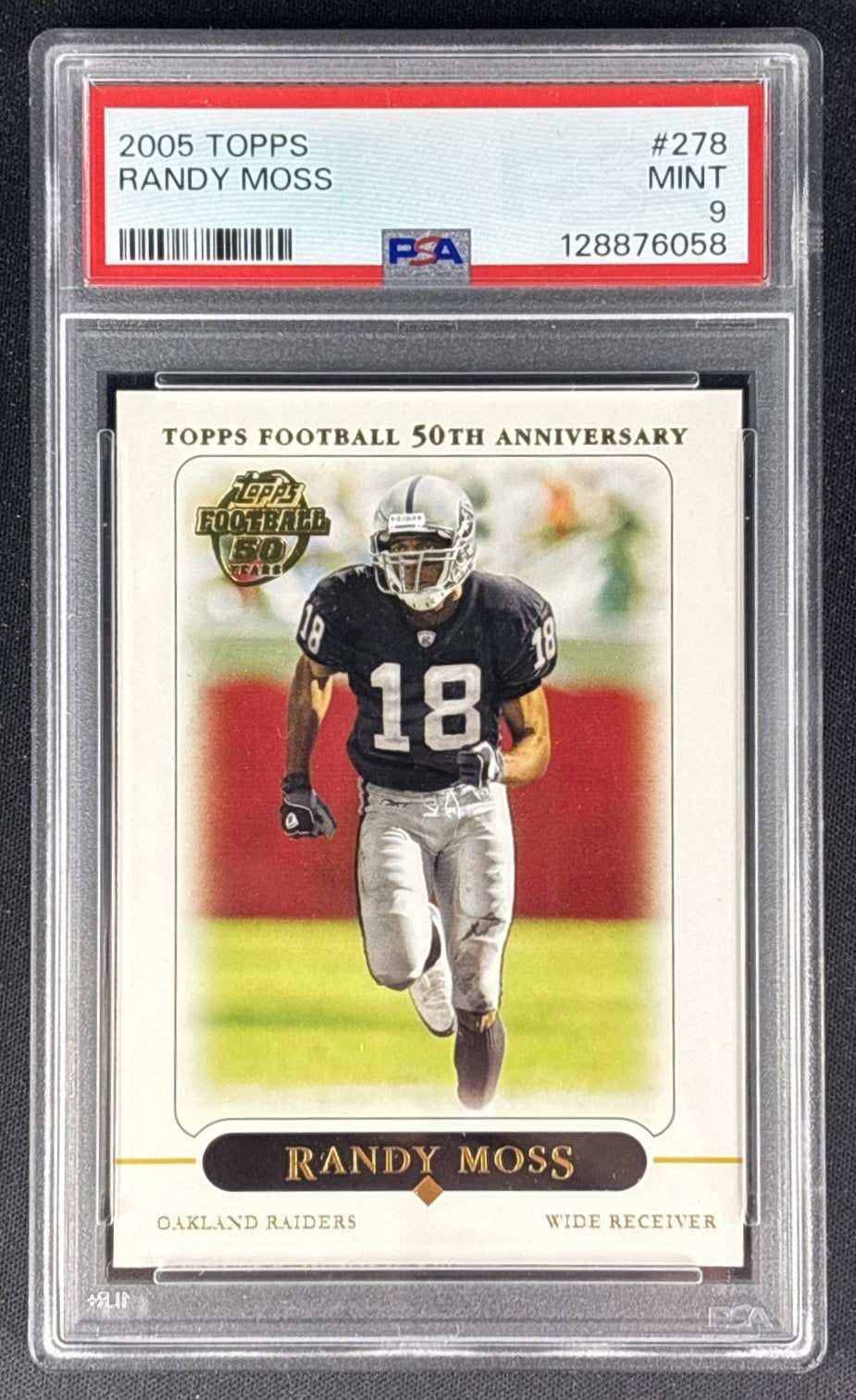 Randy Moss 2005 Topps 1st Edition PSA 9 Raiders front