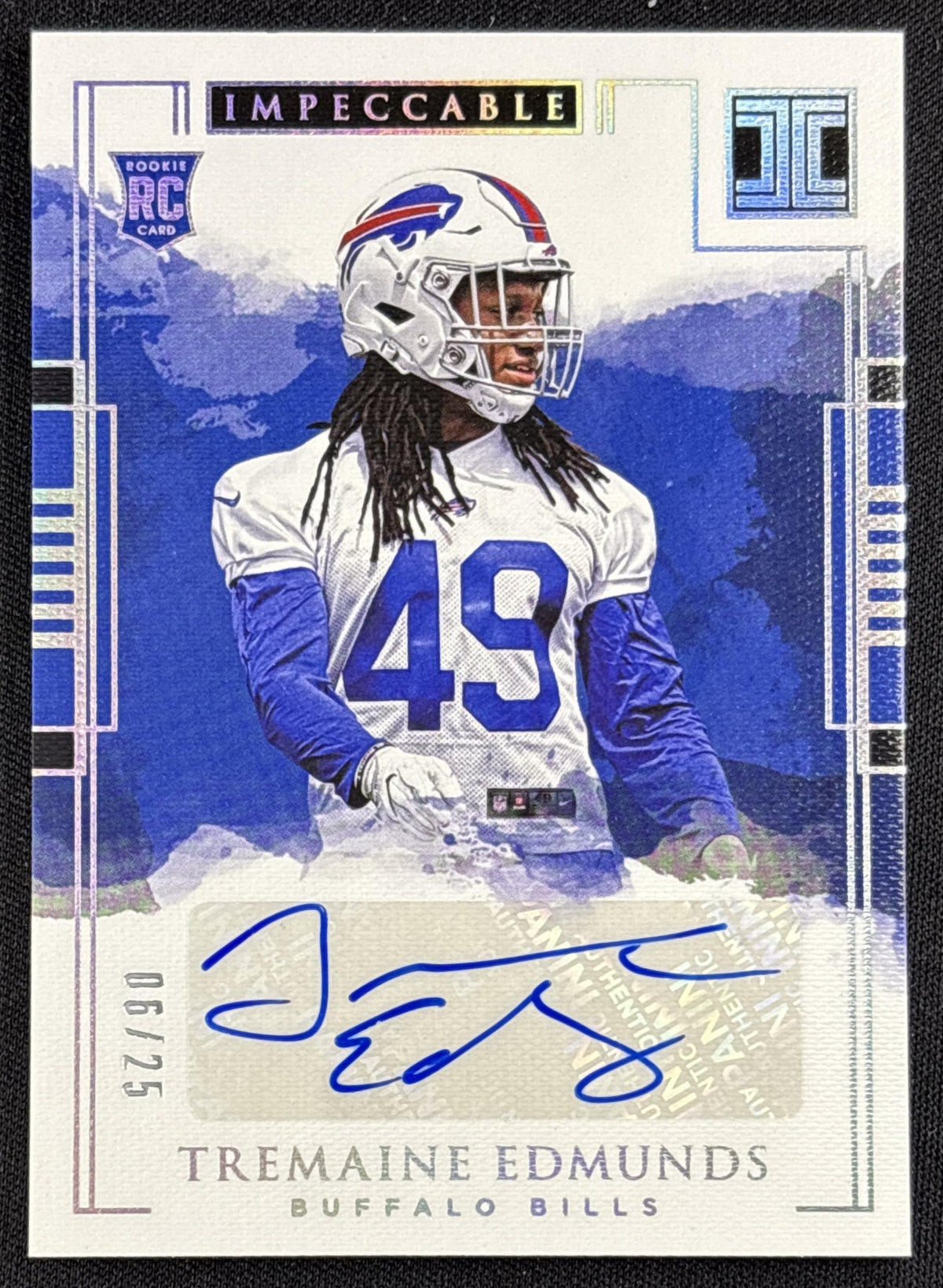 Tremaine Edmunds 2018 Panini Impeccable Silver /25 Bills Sports Trading Card