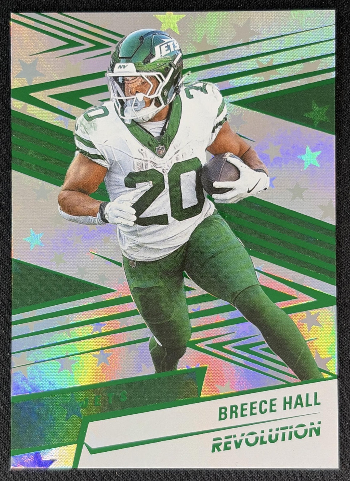 Breece Hall 2025 Panini Revolution Green Astro /699 Jets front