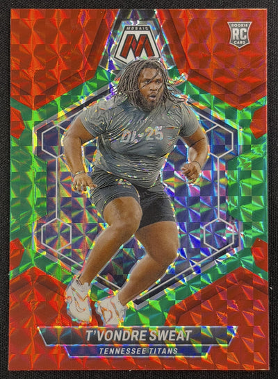 T Vondre Sweat 2024 Panini Mosaic Choice Red and Green Prizm Titans Sports Trading Card