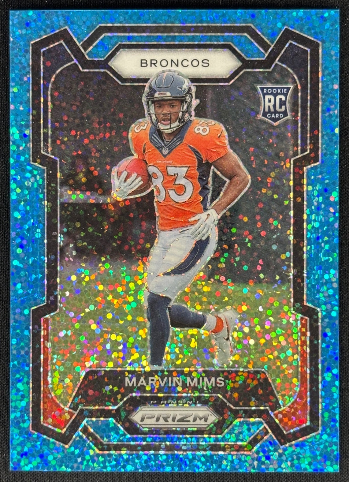Marvin Mims 2023 Prizm Blue Sparkle /96 Broncos - front image