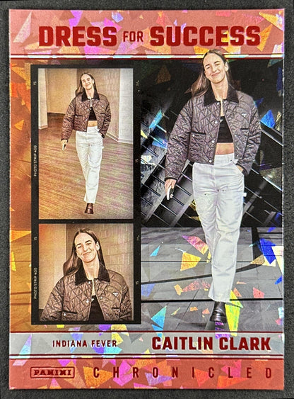 Caitlin Clark 2025 Panini Chronicled Dress For Success Red Cracked Ice Fever 69 Indiana Fever