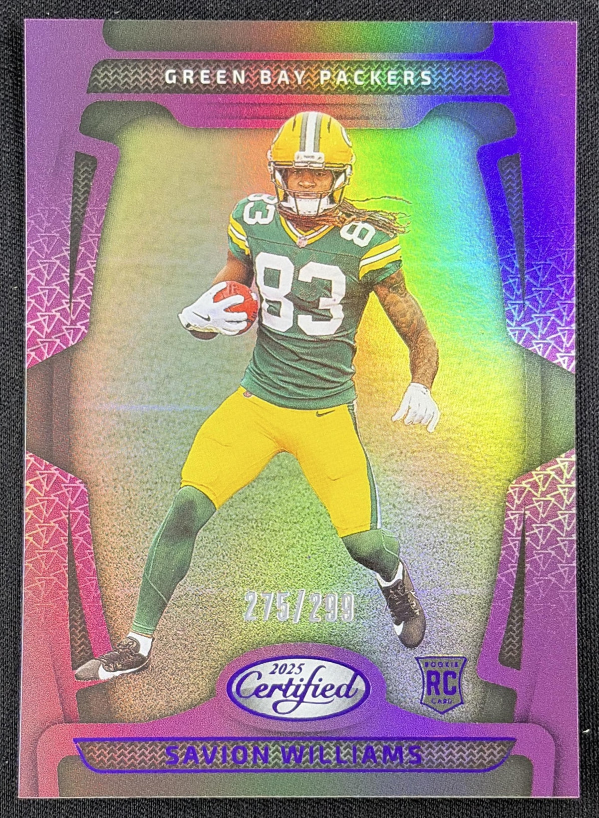 Savion Williams 2025 Panini Certified Rookies Mirror Purple /299 Packers
