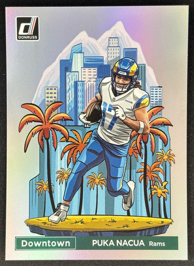 Puka Nacua 2024 Donruss Downtown! SSP Rams - Front (Wayne Collection)