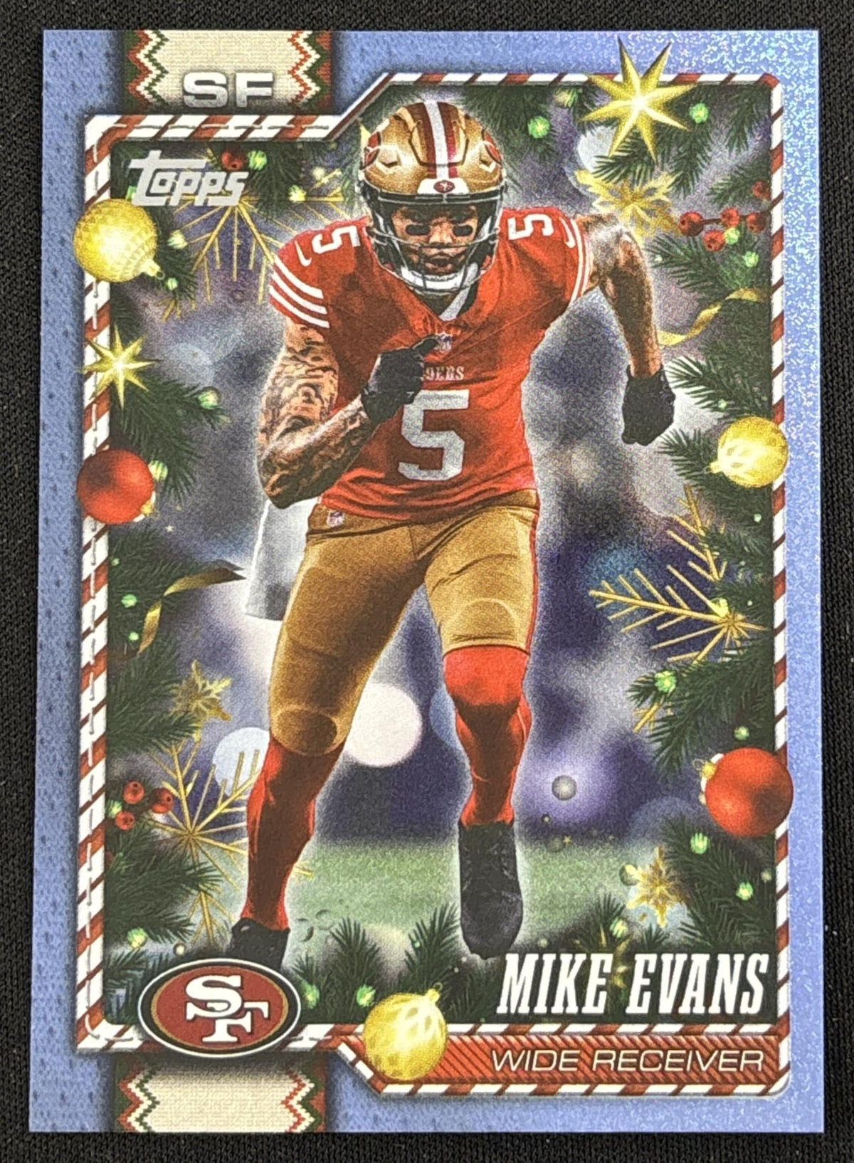 Mike Evans 2026 Topps Holiday Light Blue and White Glitter 49ers | San Francisco 49ers