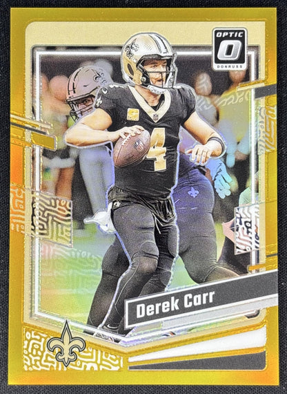 Derek Carr 2023 Panini Donruss Optic Gold Prizm /10 Saints Football