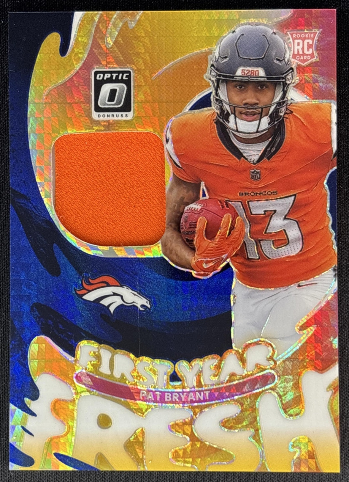 Pat Bryant 2025 Panini Donruss Optic First Year Fresh Blue Hyper Prizm Broncos