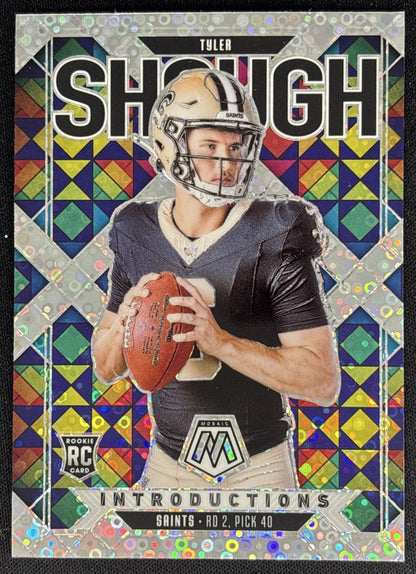Tyler Shough 2025 Panini Mosaic Introductions No Huddle Silver Prizm Saints