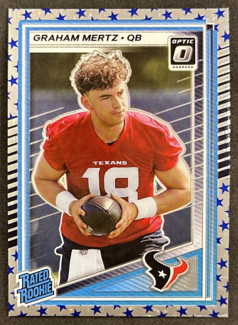 Graham Mertz 2025 Panini Donruss Optic Rated Rookie Stars Prizm Texans Default Title Sports Trading Card
