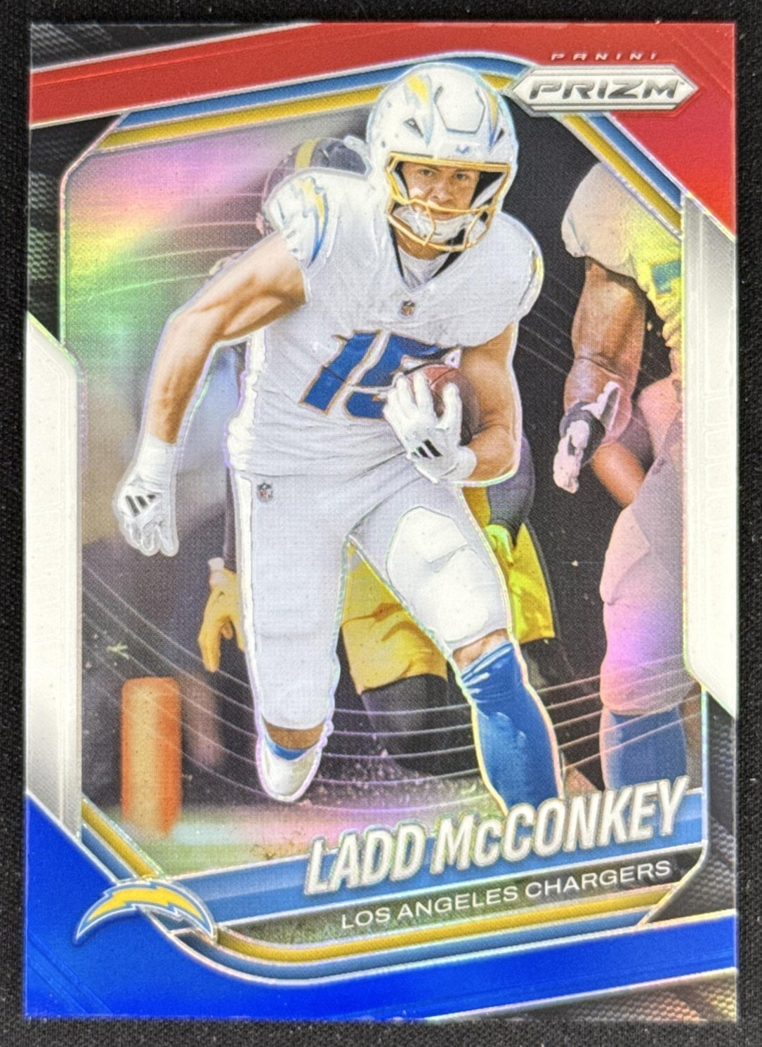 Ladd McConkey 2025 Panini Prizm Red White & Blue Chargers Sports Trading Card