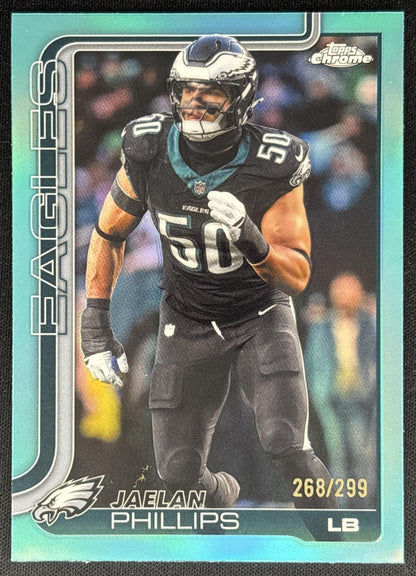 Jaelan Phillips 2025 Topps Chrome Teal Refractor /299 Eagles Sports Trading Card