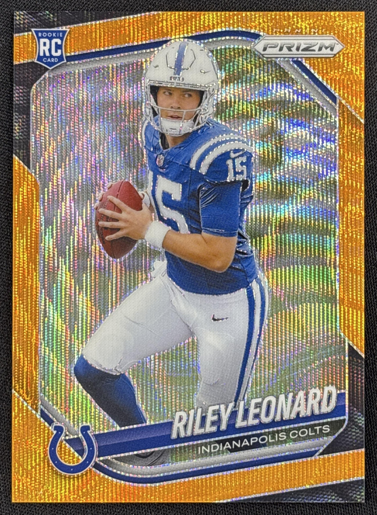 Riley Leonard 2025 Panini Prizm Orange Wave /65 Colts