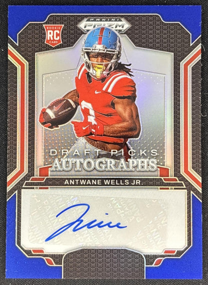 Antwane Wells Jr. 2025 Panini Prizm Draft Picks Auto Blue /249 Rebels Front