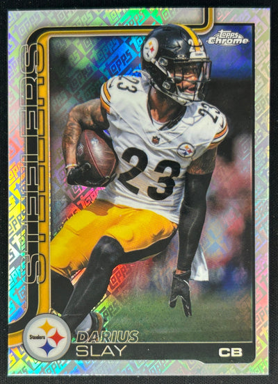 Darius Slay 2025 Topps Chrome Topps Logo Refractor Steelers Sports Trading Cards
