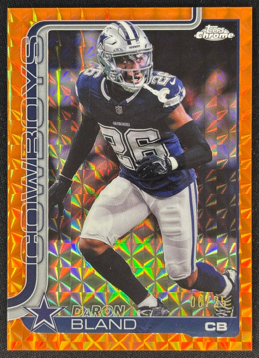 DaRon Bland 2025 Topps Chrome Orange Geometric Refractor /25 Cowboys Sports Trading Cards