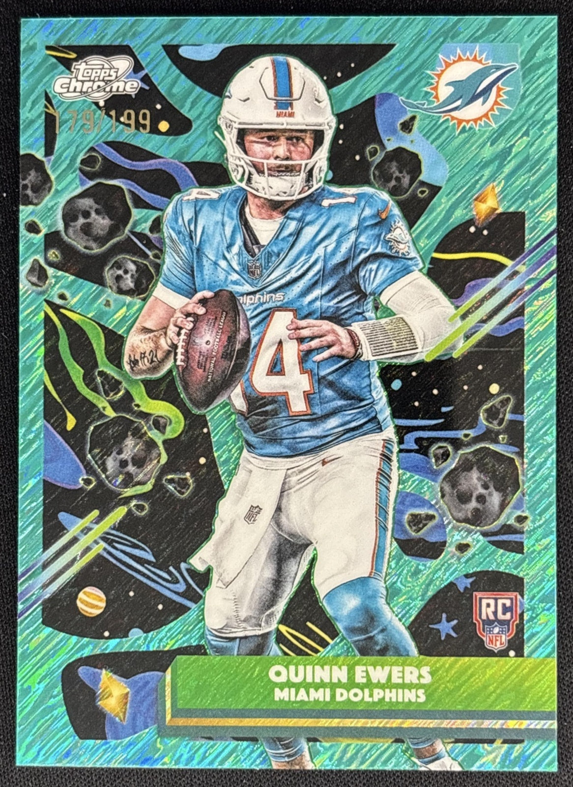 Quinn Ewers 2025 Topps Cosmic Chrome Aqua Equinox Refractor /199 Dolphins