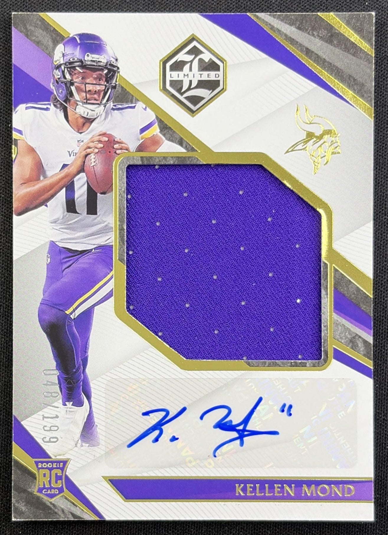 Kellen Mond 2021 Panini Limited Patch Auto /199 Vikings front