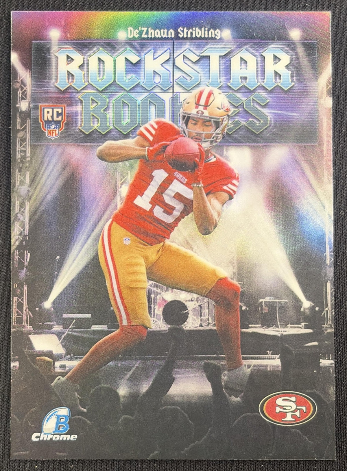 De'Zhaun Stribling 2026 Bowman Rockstar Rookies Chrome Refractor 49ers