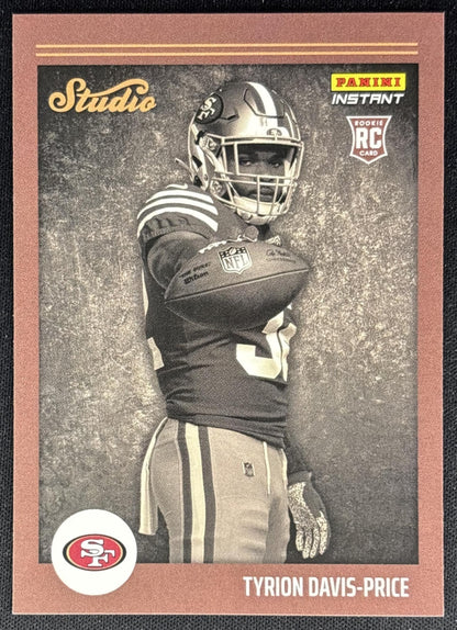 Tyrion Davis-Price 2022 Panini Instant Studio Rookies 49ers Sports Trading Cards