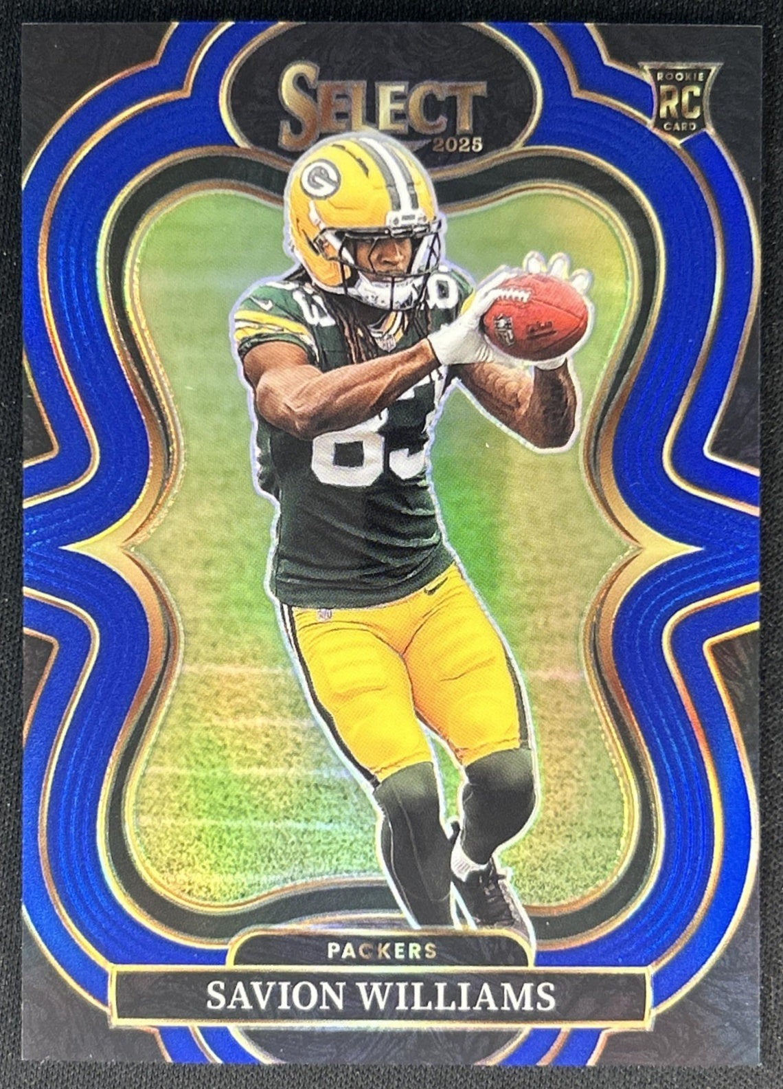 Savion Williams 2025 Panini Select Suite Level Blue Prizm /99 Packers Front