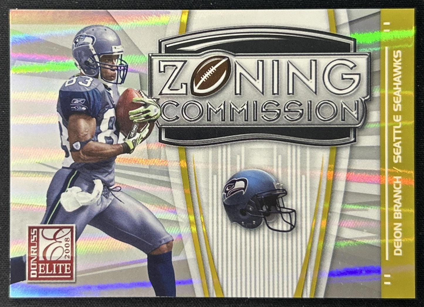 Deion Branch 2008 Donruss Elite Zoning Commission Gold /800 Seahawks front