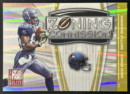 Deion Branch 2008 Donruss Elite Zoning Commission Gold /800 Seahawks front