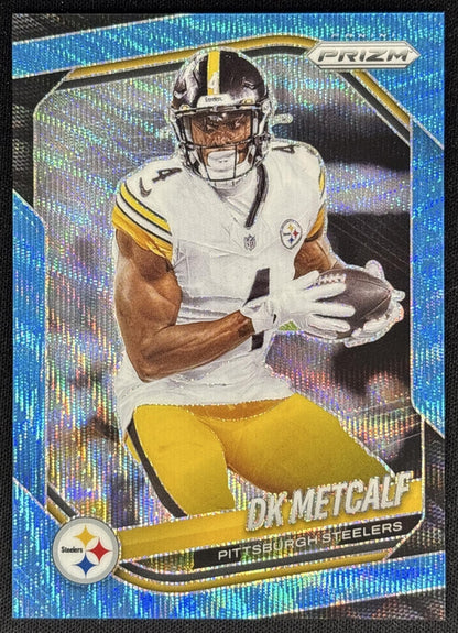 DK Metcalf 2025 Panini Prizm Blue Wave /230 Steelers Sports Trading Card