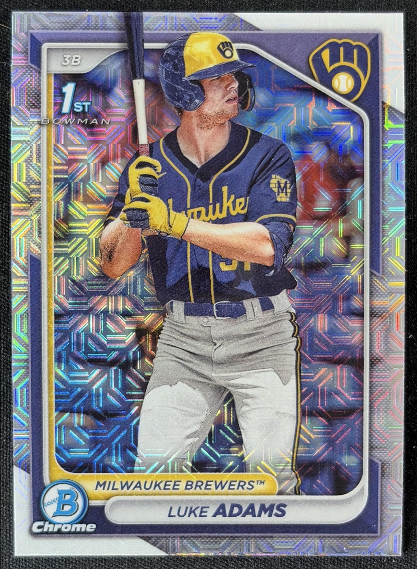 Luke Adams 2024 Bowman Mega Box Chrome Prospects Mojo Refractor Brewers front