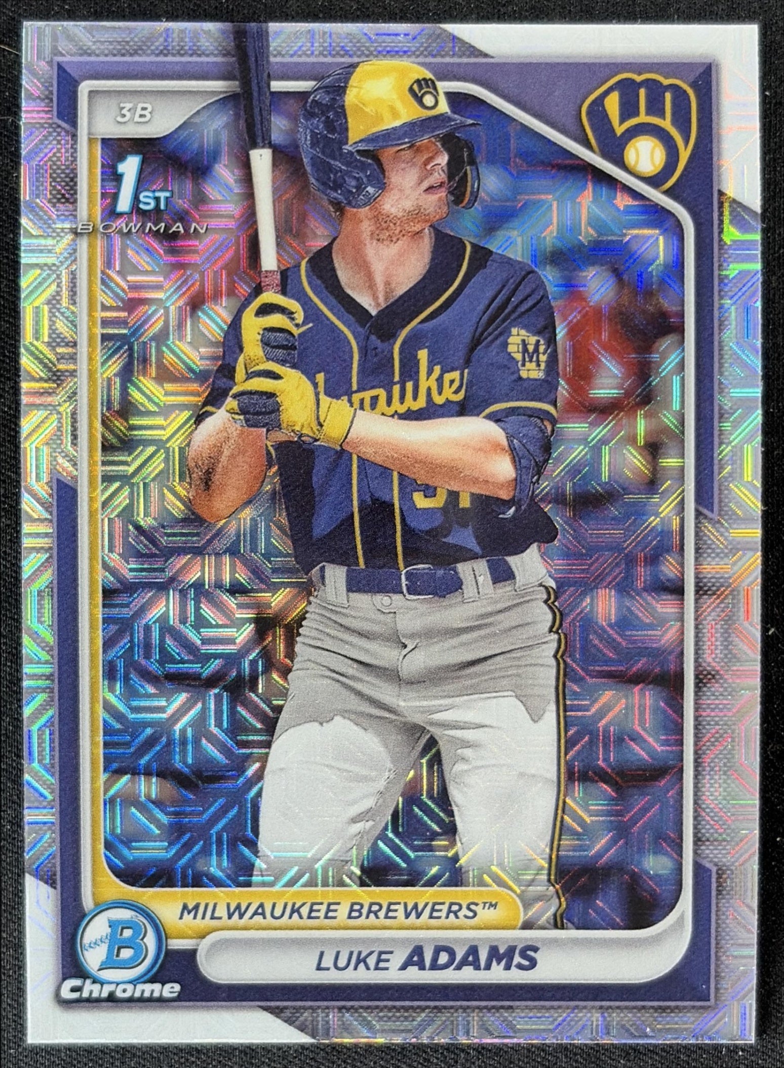 Luke Adams 2024 Bowman Mega Box Chrome Prospects Mojo Refractor Brewers front