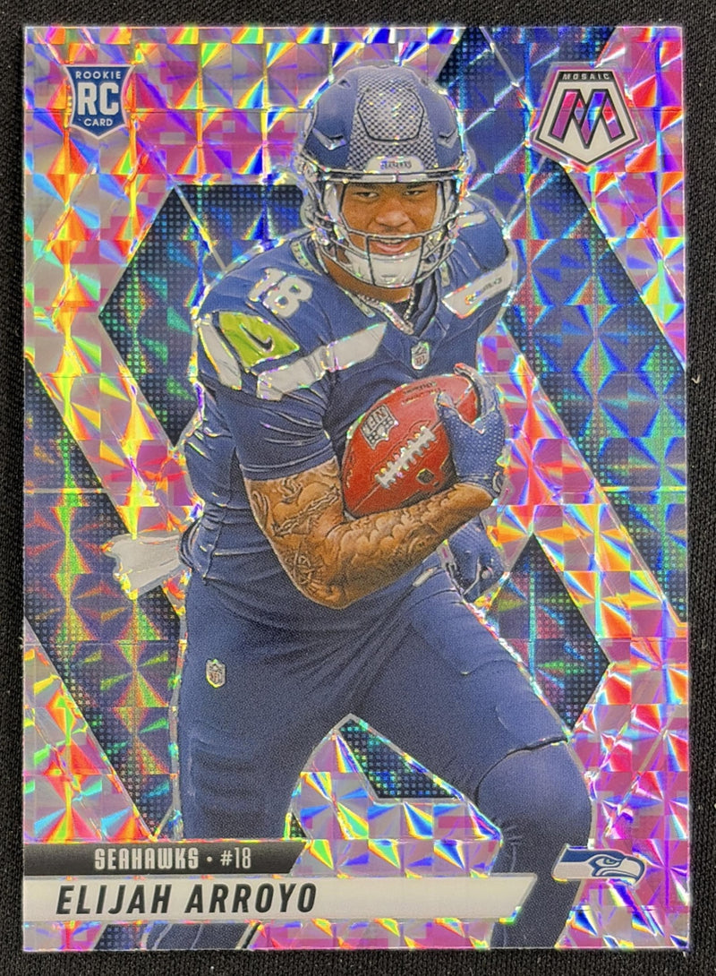 Elijah Arroyo 2025 Panini Mosaic Rookies Camo Pink Prizm Seahawks