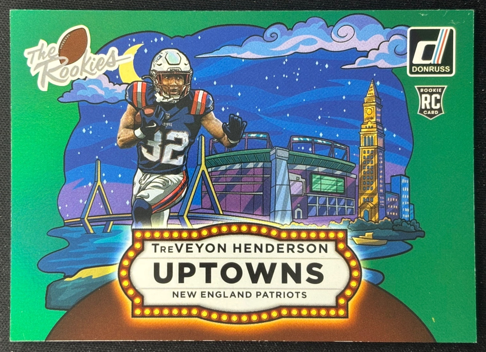 TreVeyon Henderson 2025 Donruss Rookies & Highlights Uptown Horizontal Green Patriots Sports Trading Cards