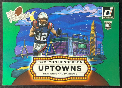 TreVeyon Henderson 2025 Donruss Rookies & Highlights Uptown Horizontal Green Patriots Sports Trading Cards