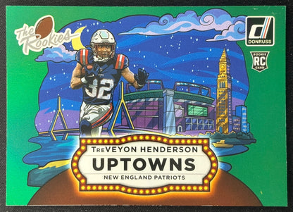 TreVeyon Henderson 2025 Donruss Rookies & Highlights Uptown Horizontal Green Patriots Sports Trading Cards