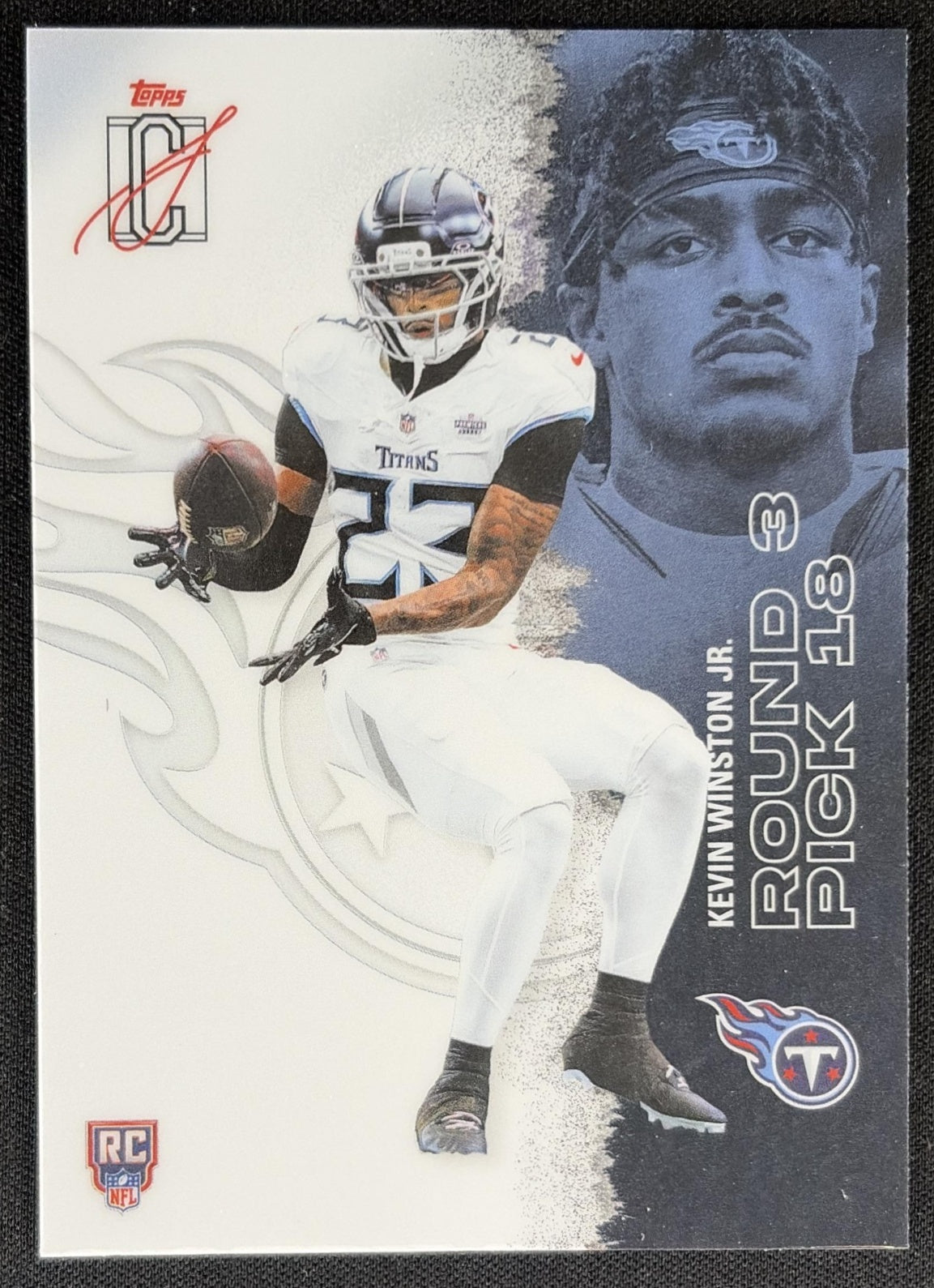 Kevin Winston Jr. 2025 Signature Class Chrome Rookie White Refractor Titans