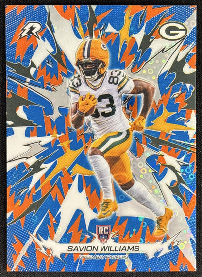 Savion Williams 2025 Topps Resurgence Blue and Orange Spark Refractor Packers