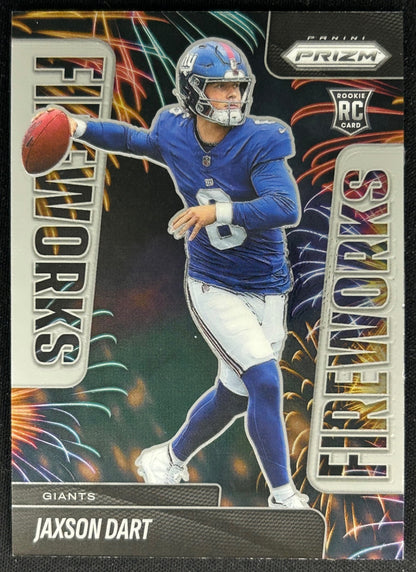 Jaxson Dart 2025 Panini Prizm Fireworks Giants Sports Trading Cards