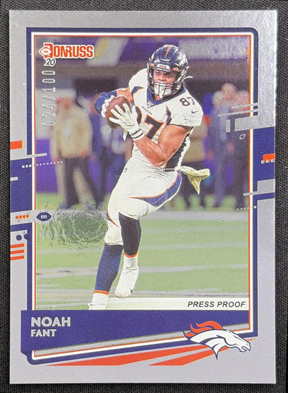Noah Fant 2020 Panini Donruss Press Proof Silver /100 Broncos