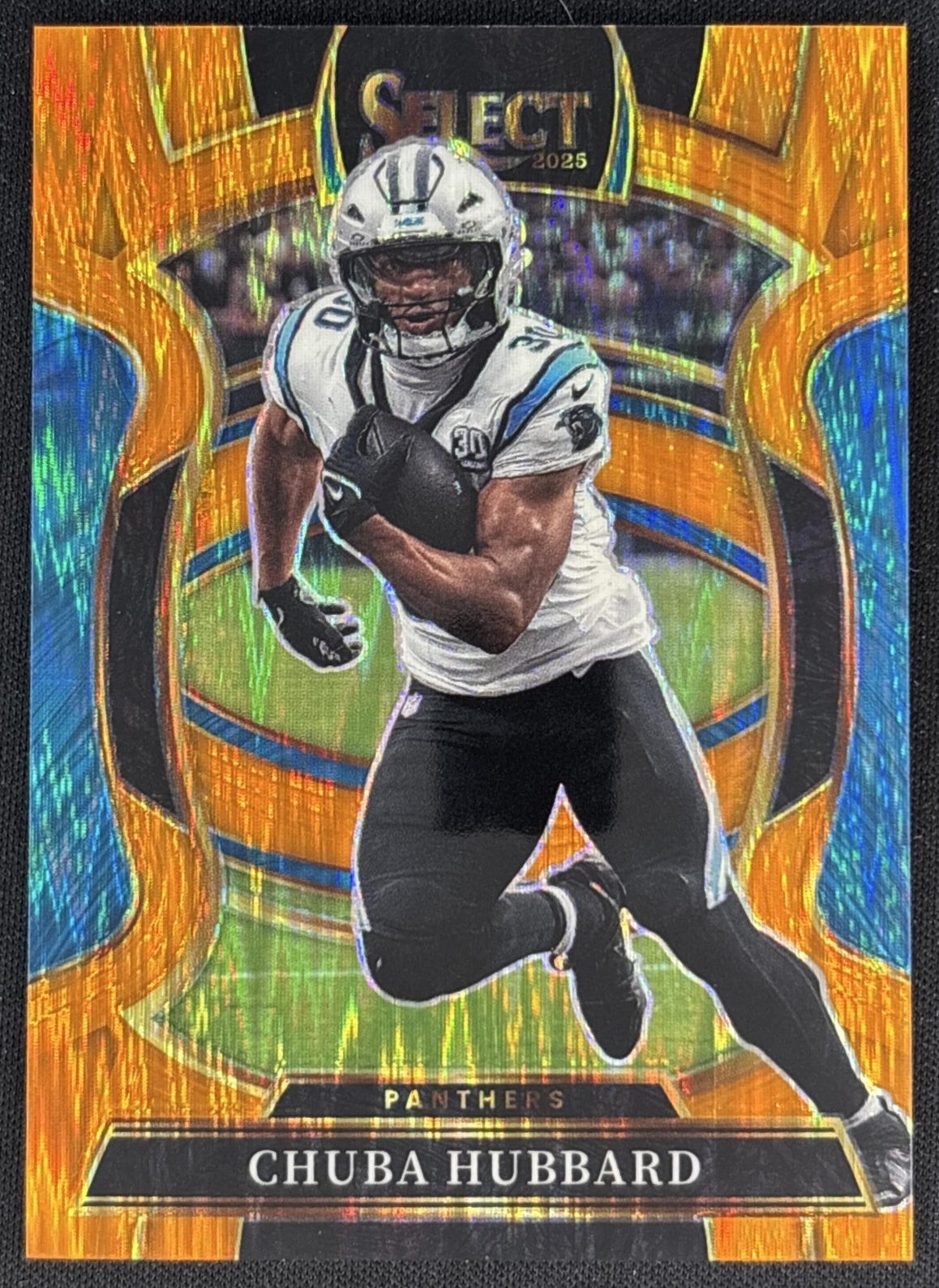 Chuba Hubbard 2025 Panini Select Concourse Orange Prizm Shock /499 Panthers